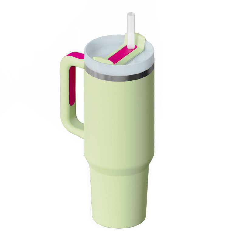 40 oz Insulated Tumbler with Handle & Straw – Spill-Proof