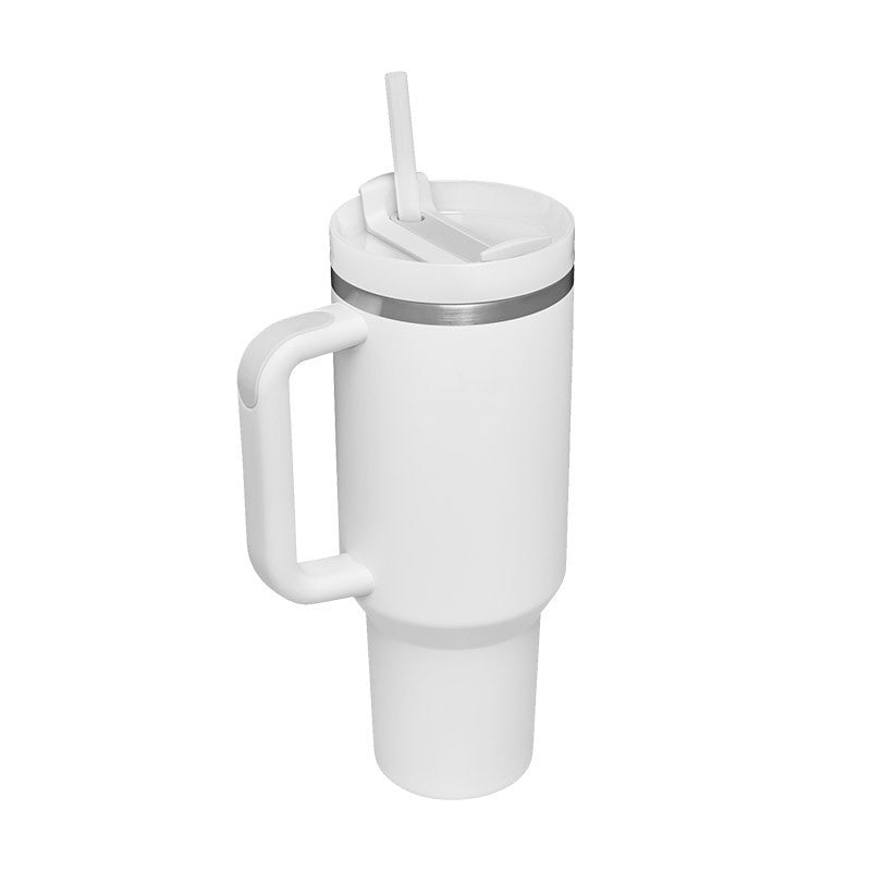 40 oz Insulated Tumbler with Handle & Straw – Spill-Proof