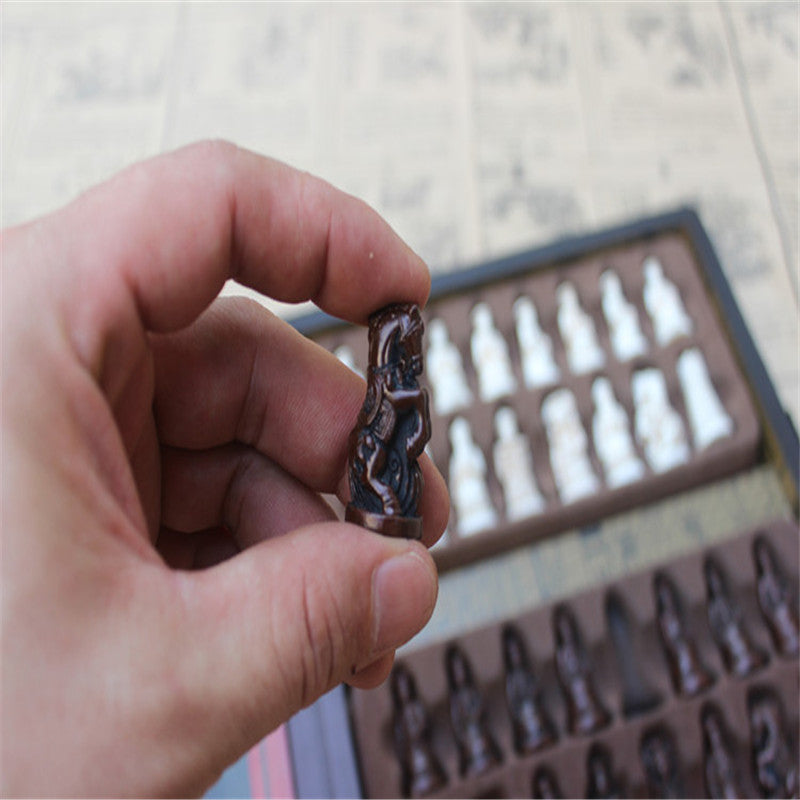 Vintage Chinese Warrior Chess Set – Sculpted Resin Pieces