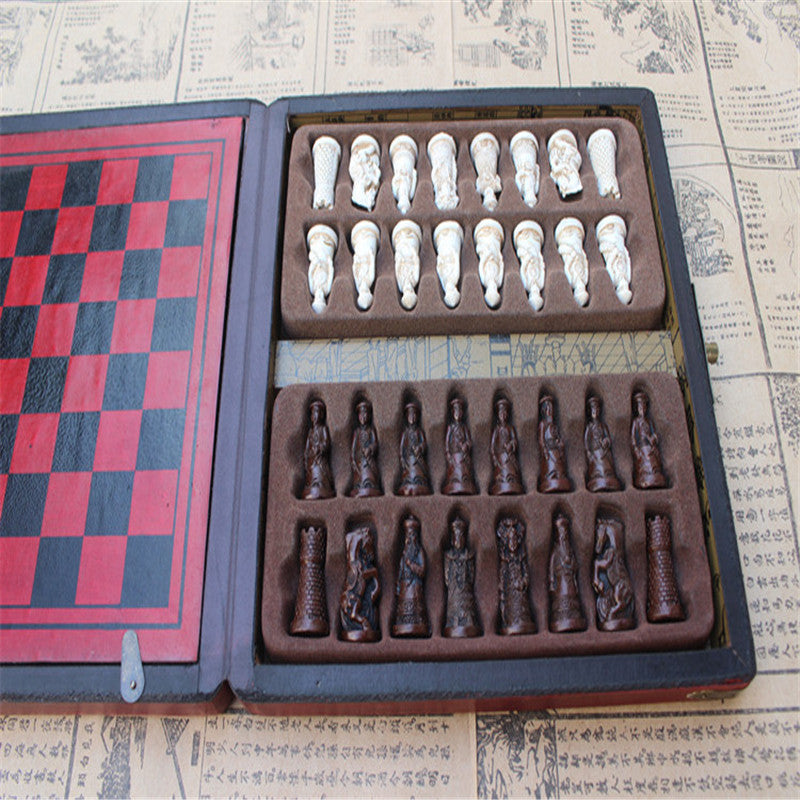 Vintage Chinese Warrior Chess Set – Sculpted Resin Pieces