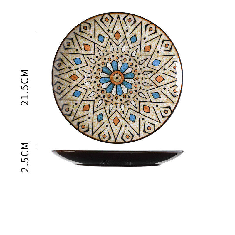 Mandala Ceramic Dinner Plate – 21.5Cm Artistic Glazed Tableware