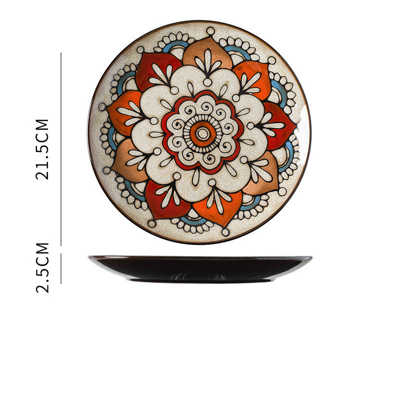 Mandala Ceramic Dinner Plate – 21.5Cm Artistic Glazed Tableware