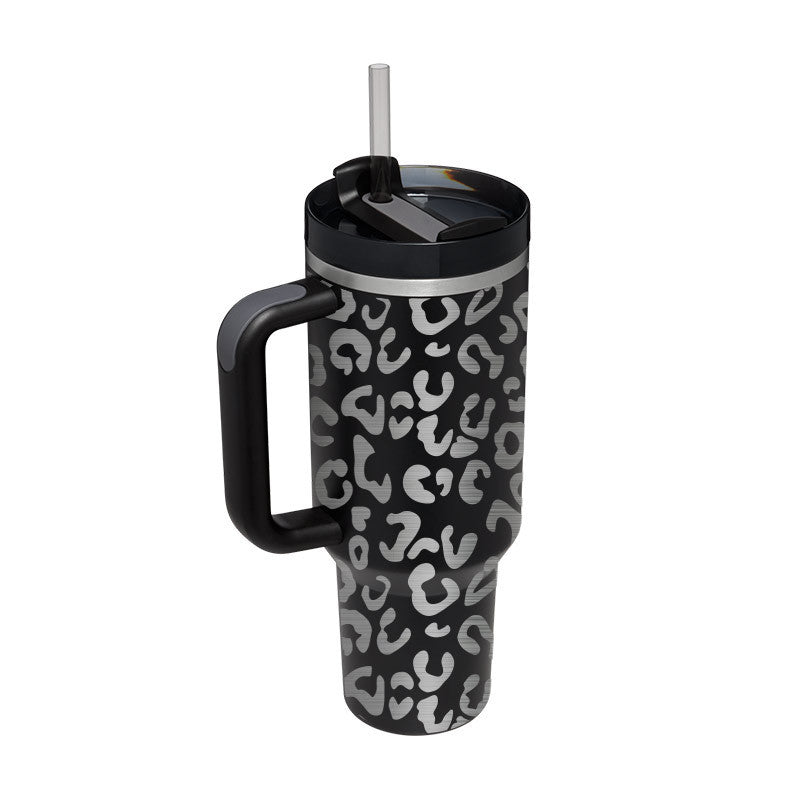 40 oz Insulated Tumbler with Handle & Straw – Spill-Proof