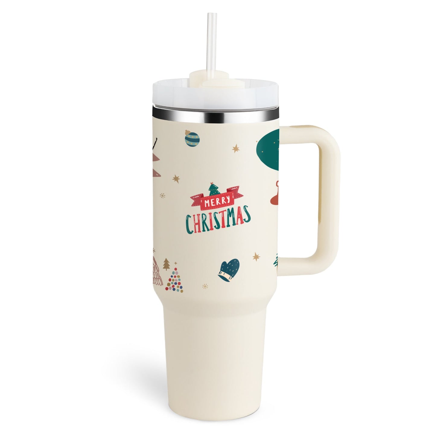40 oz Insulated Tumbler with Handle & Straw – Spill-Proof
