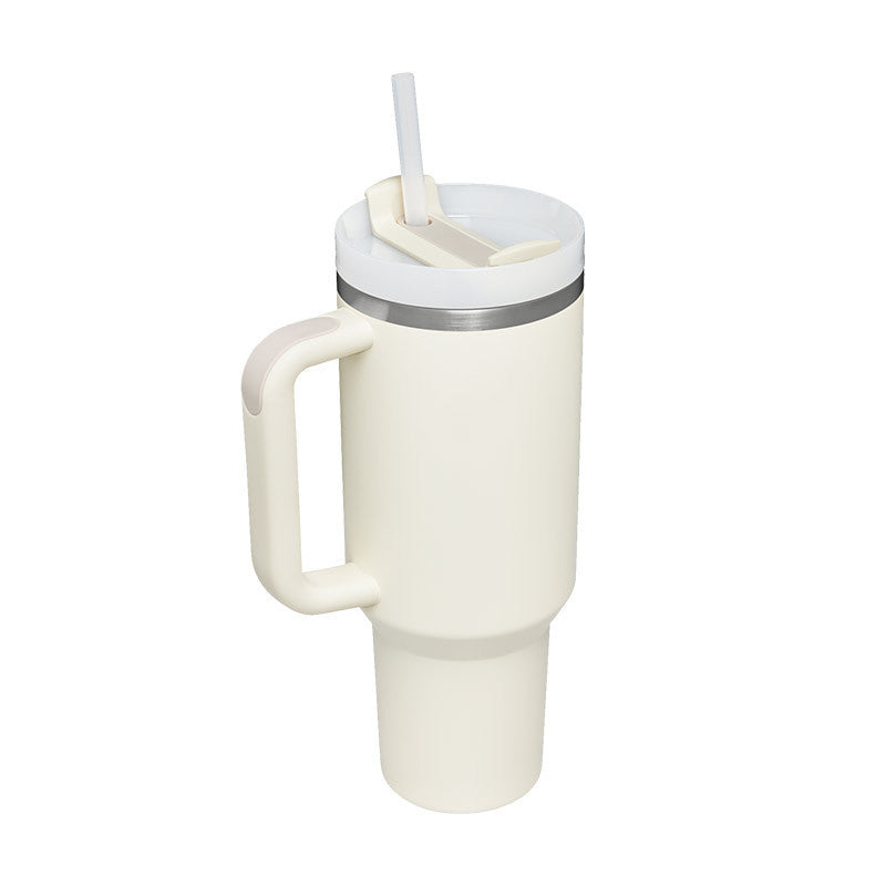 40 oz Insulated Tumbler with Handle & Straw – Spill-Proof