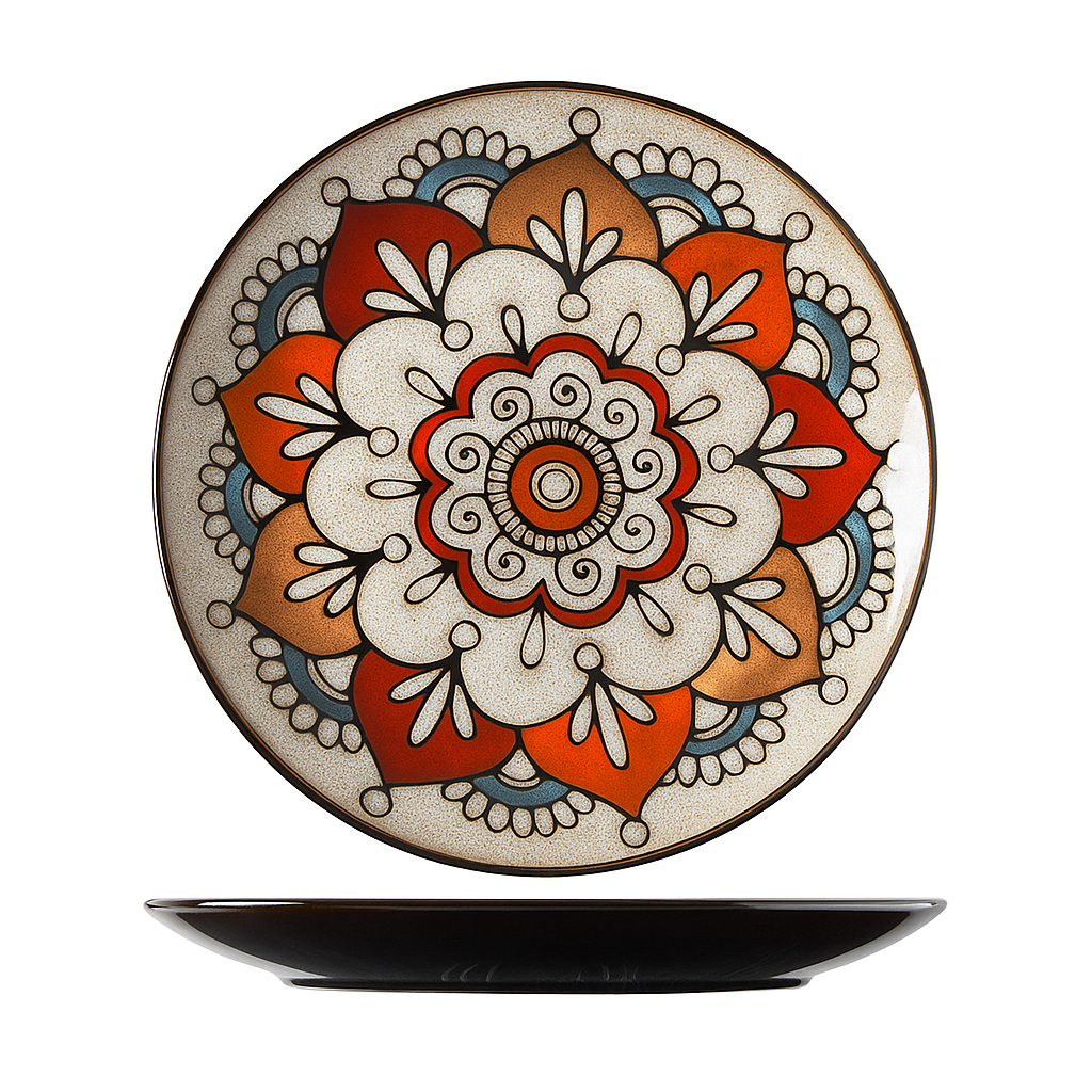 Mandala Ceramic Dinner Plate – 21.5Cm Artistic Glazed Tableware
