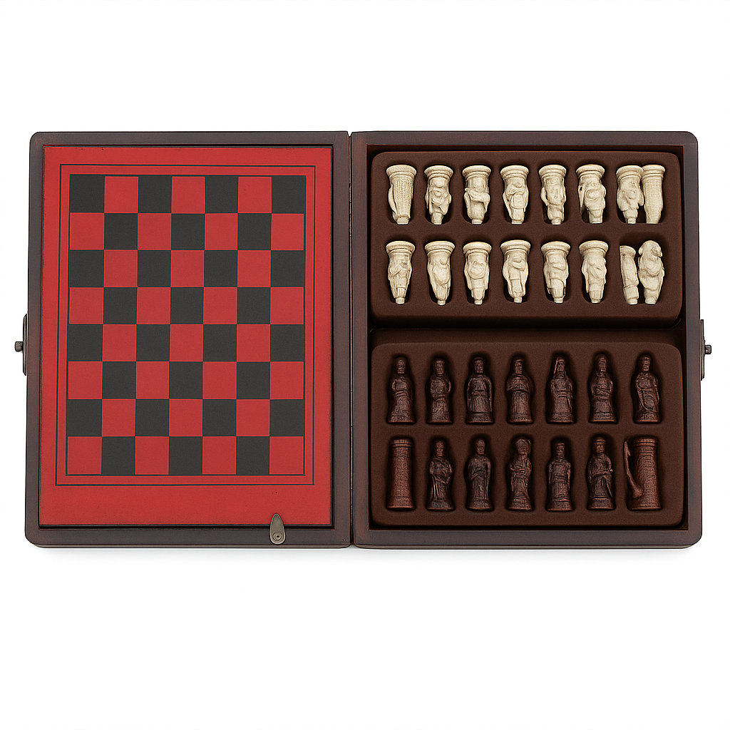 Vintage Chinese Warrior Chess Set – Sculpted Resin Pieces