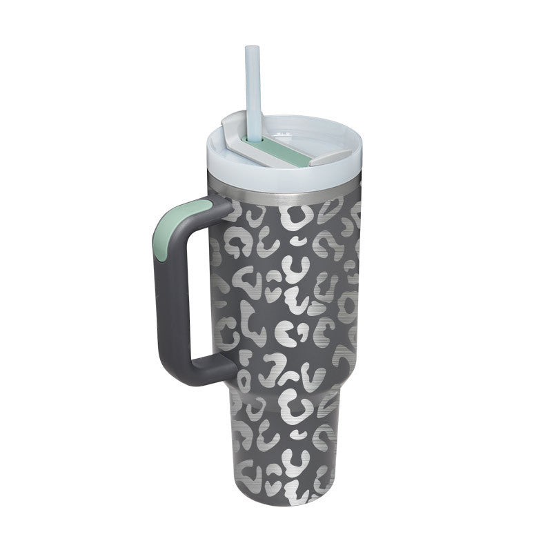 40 oz Insulated Tumbler with Handle & Straw – Spill-Proof