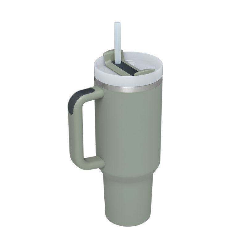 40 oz Insulated Tumbler with Handle & Straw – Spill-Proof