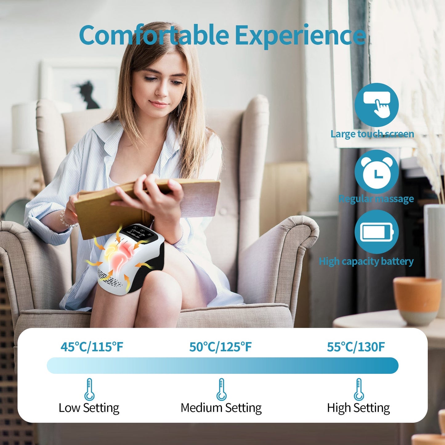 Smart Knee Massager – Heat, Vibration & Air Therapy