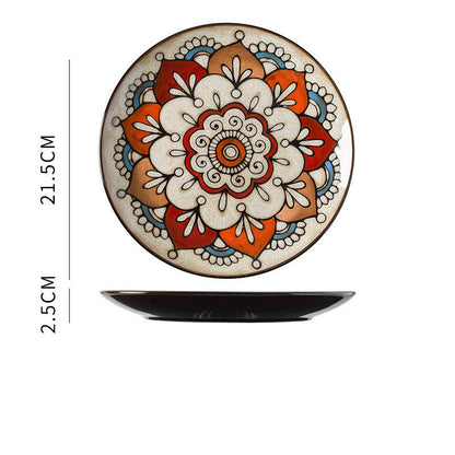 Mandala Ceramic Dinner Plate – 21.5Cm Artistic Glazed Tableware