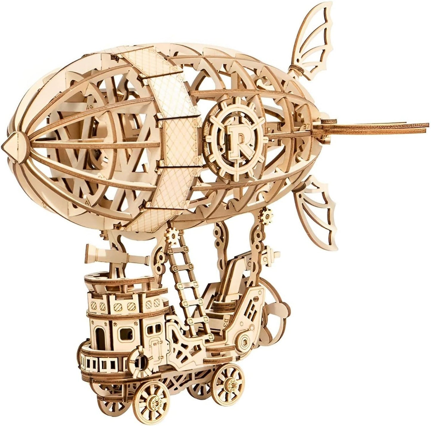 Wooden Steampunk Airship Puzzle – 3D Mechanical Model Kit