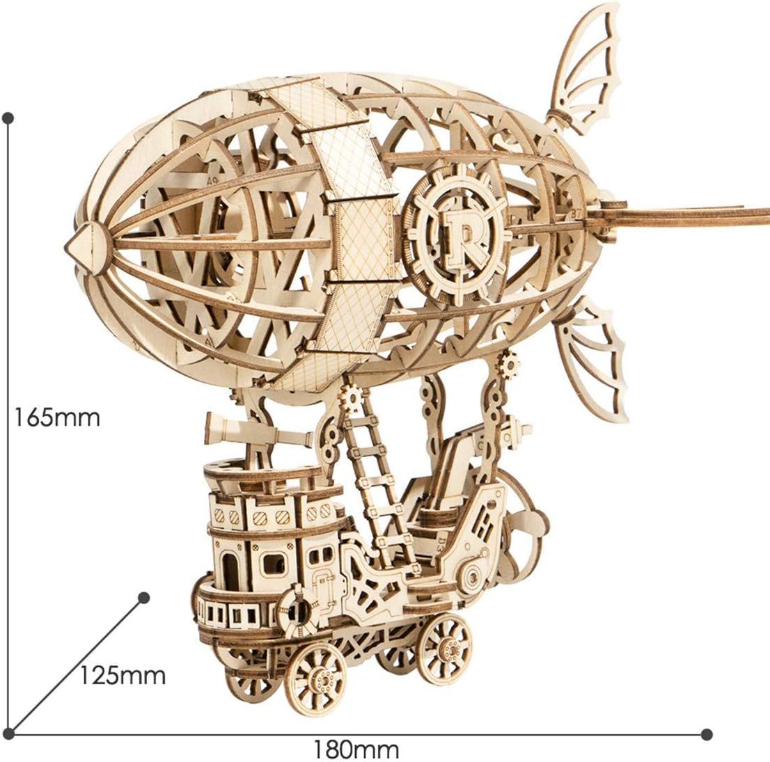 Wooden Steampunk Airship Puzzle – 3D Mechanical Model Kit