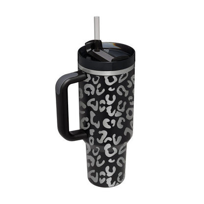 40 oz Insulated Tumbler with Handle & Straw – Spill-Proof