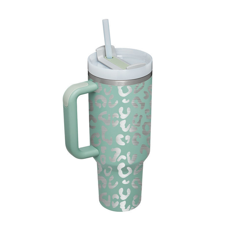 40 oz Insulated Tumbler with Handle & Straw – Spill-Proof