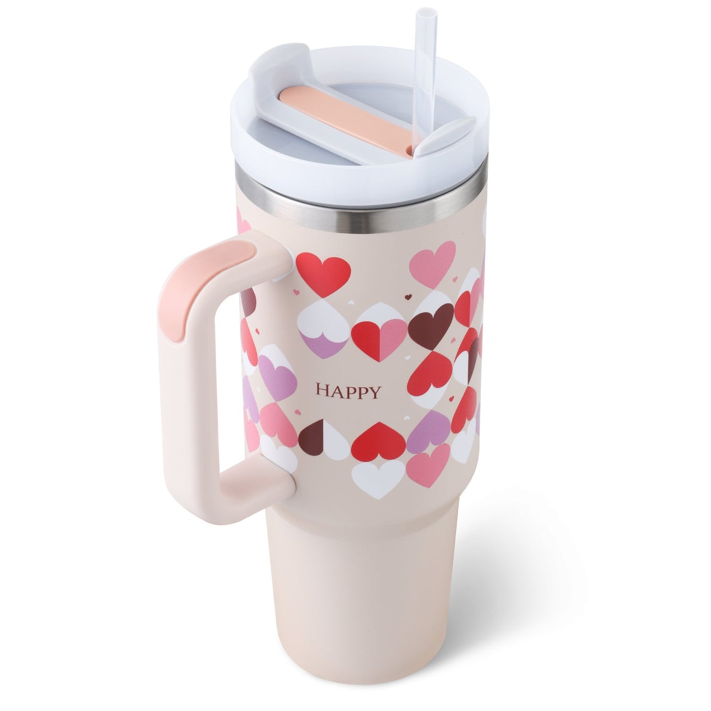 40 oz Insulated Tumbler with Handle & Straw – Spill-Proof