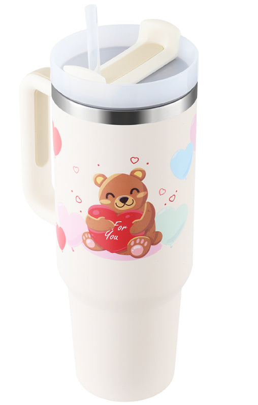 40 oz Insulated Tumbler with Handle & Straw – Spill-Proof
