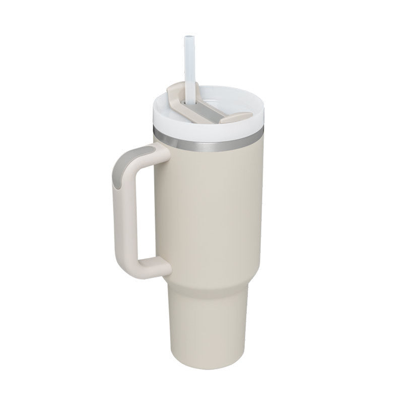 40 oz Insulated Tumbler with Handle & Straw – Spill-Proof