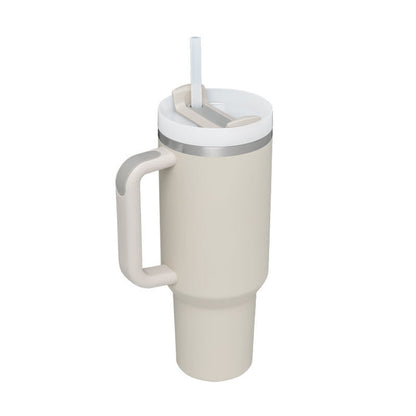 40 oz Insulated Tumbler with Handle & Straw – Spill-Proof