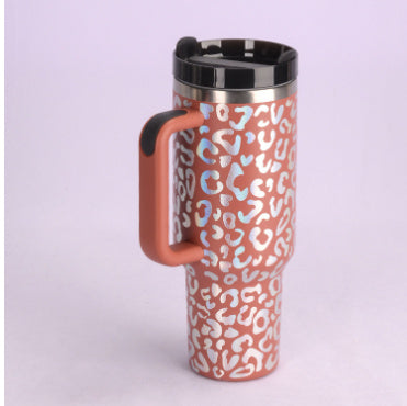 40 oz Insulated Tumbler with Handle & Straw – Spill-Proof