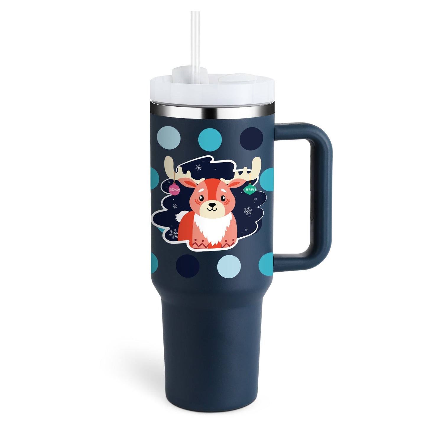 40 oz Insulated Tumbler with Handle & Straw – Spill-Proof