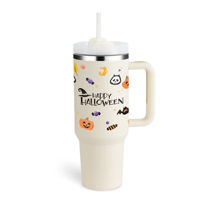 40 oz Insulated Tumbler with Handle & Straw – Spill-Proof