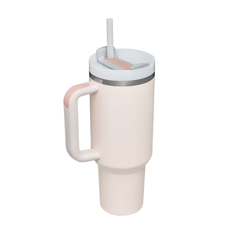 40 oz Insulated Tumbler with Handle & Straw – Spill-Proof