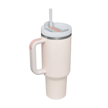 40 oz Insulated Tumbler with Handle & Straw – Spill-Proof