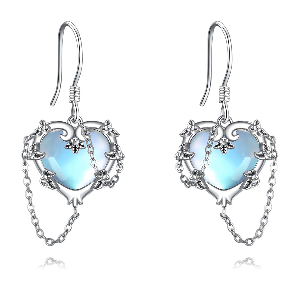 Enchanted Beauty – Moonstone Heart Earrings
