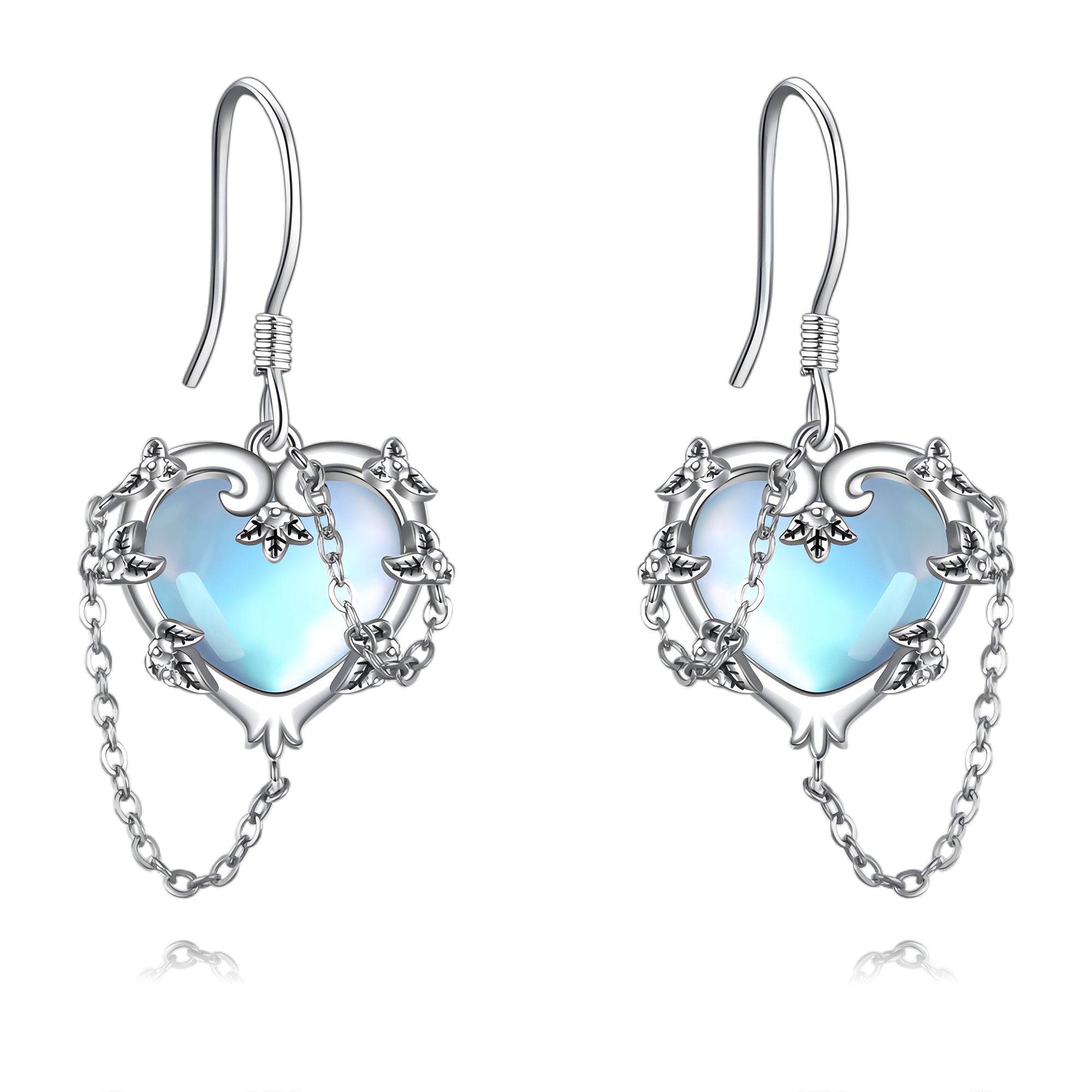 Enchanted Beauty – Moonstone Heart Earrings