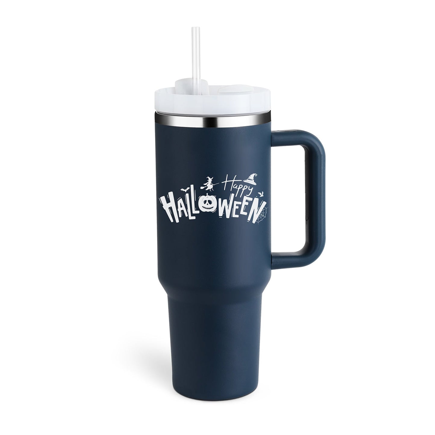 40 oz Insulated Tumbler with Handle & Straw – Spill-Proof