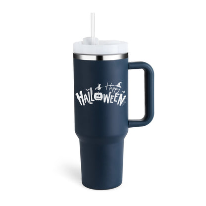 40 oz Insulated Tumbler with Handle & Straw – Spill-Proof