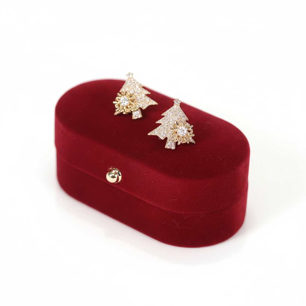 Festive Sparkle – Christmas Tree Earrings