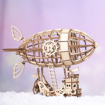 Wooden Steampunk Airship Puzzle – 3D Mechanical Model Kit