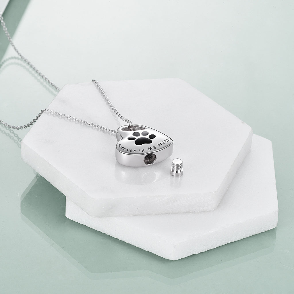 Paw Prints on Your Heart – Pet Urn Necklace