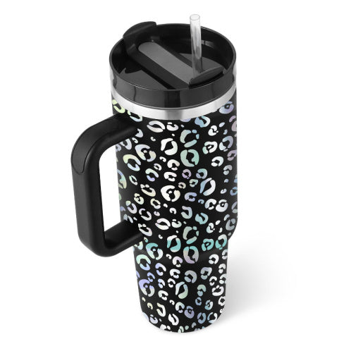 40 oz Insulated Tumbler with Handle & Straw – Spill-Proof
