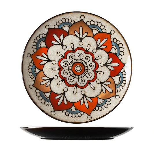 Mandala Ceramic Dinner Plate – 21.5Cm Artistic Glazed Tableware
