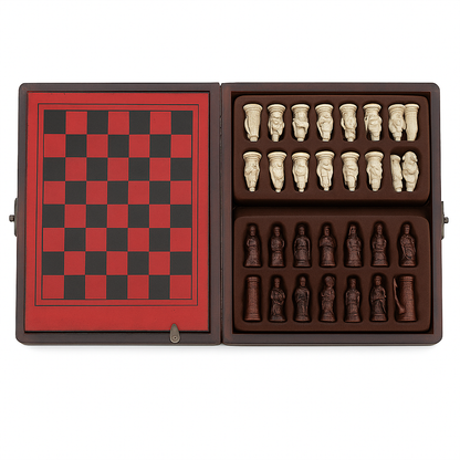 Vintage Chinese Warrior Chess Set – Sculpted Resin Pieces