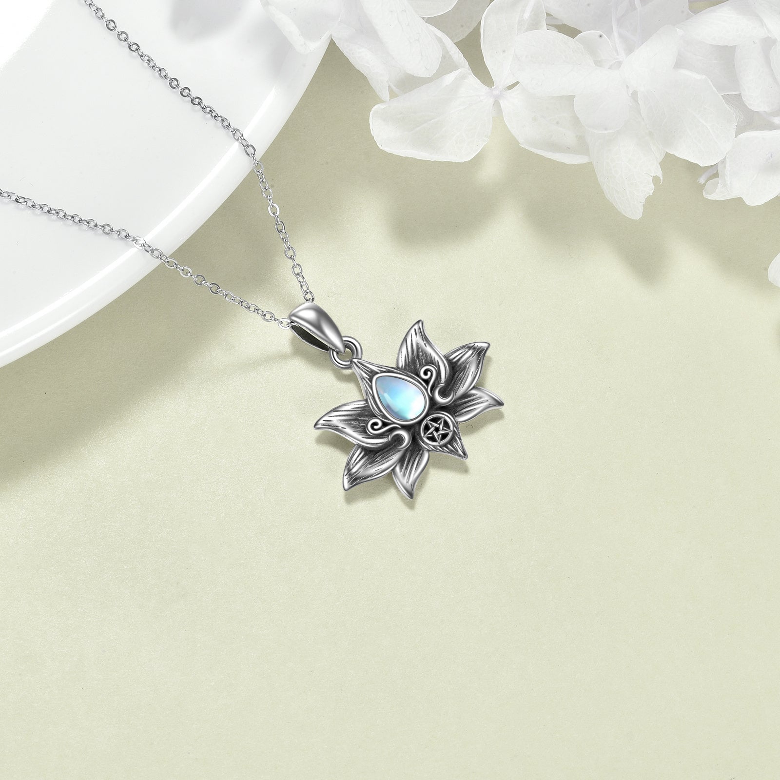 Bloom with Grace – Lotus Moonstone Necklace