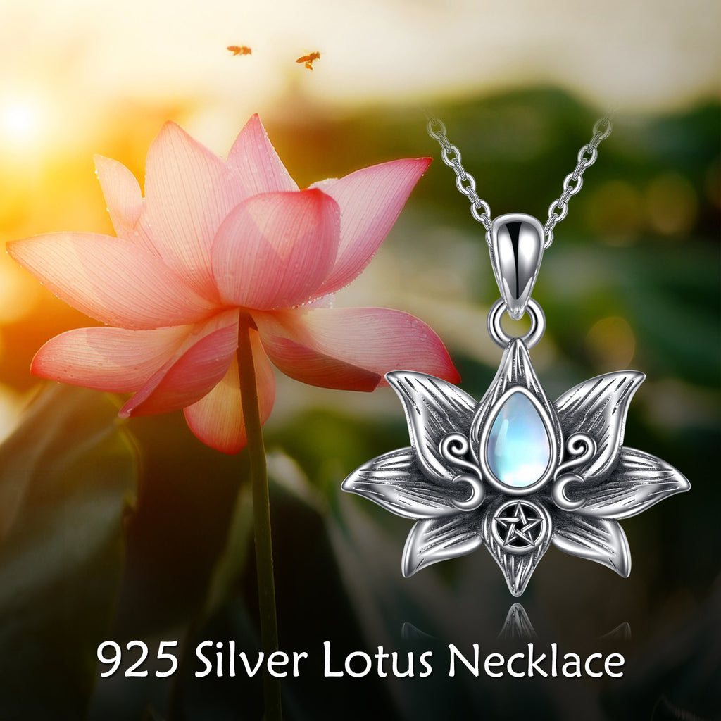 Bloom with Grace – Lotus Moonstone Necklace