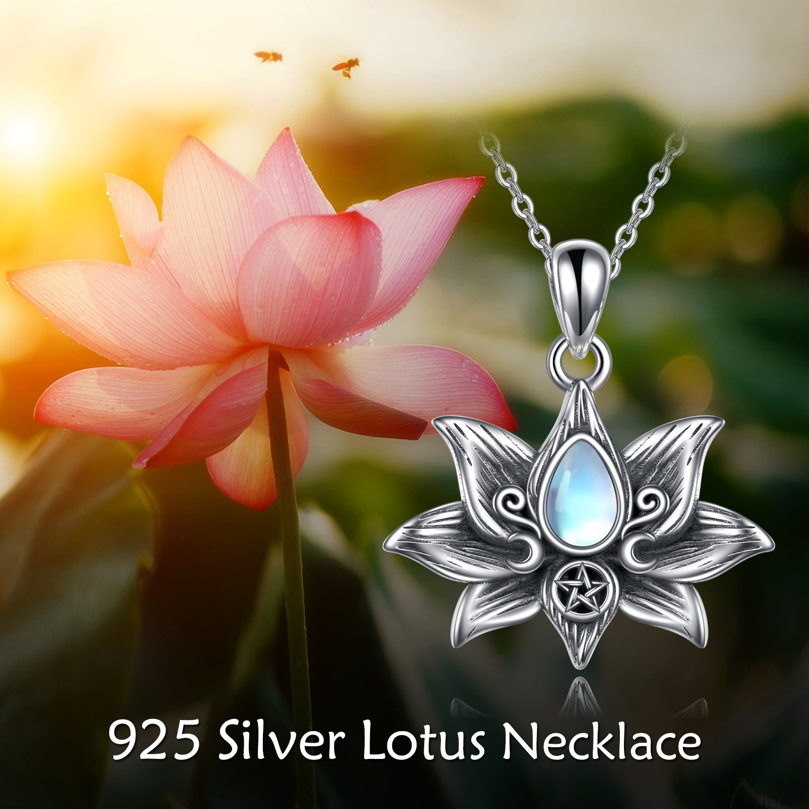Bloom with Grace – Lotus Moonstone Necklace