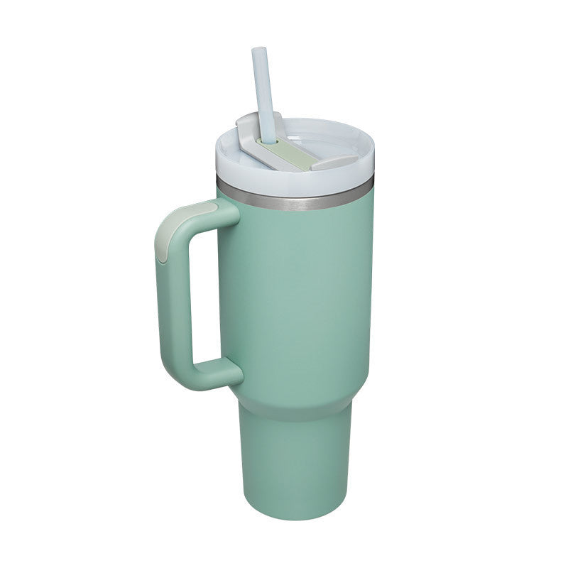 40 oz Insulated Tumbler with Handle & Straw – Spill-Proof