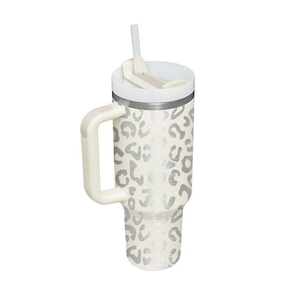 40 oz Insulated Tumbler with Handle & Straw – Spill-Proof
