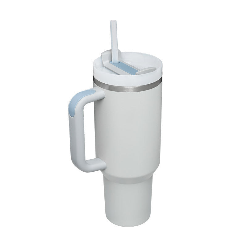 40 oz Insulated Tumbler with Handle & Straw – Spill-Proof