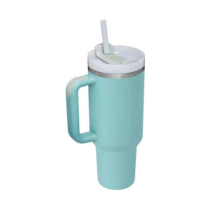 40 oz Insulated Tumbler with Handle & Straw – Spill-Proof