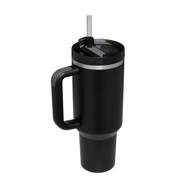 40 oz Insulated Tumbler with Handle & Straw – Spill-Proof