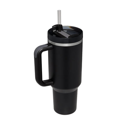 40 oz Insulated Tumbler with Handle & Straw – Spill-Proof