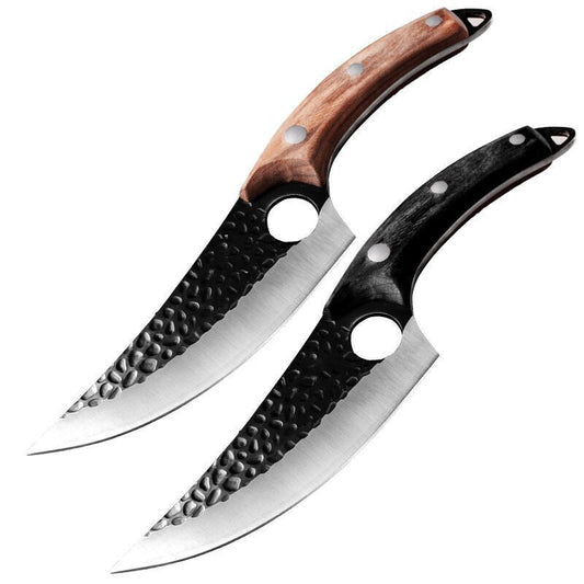 Forged Butcher Knife with Sheath – Curved Blade, Steel Grip