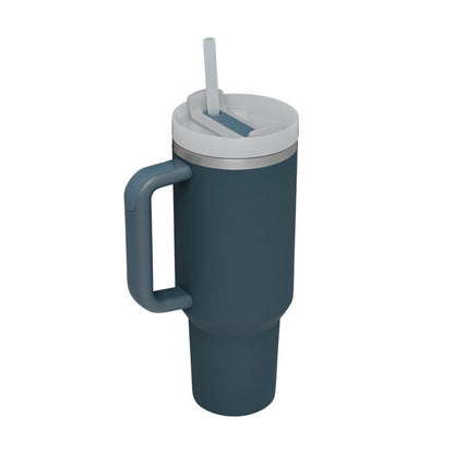 40 oz Insulated Tumbler with Handle & Straw – Spill-Proof