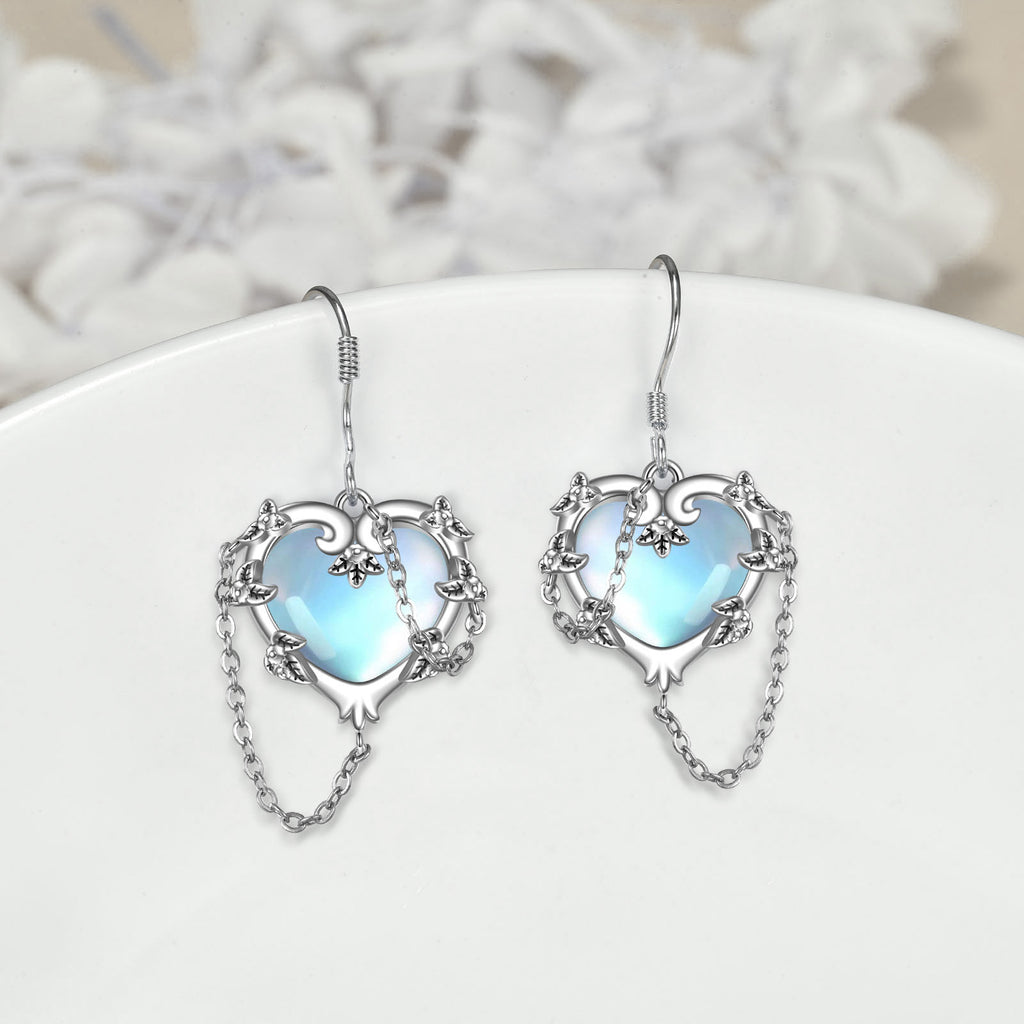 Enchanted Beauty – Moonstone Heart Earrings